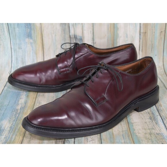 RARE Allen Edmonds Stafford Plain Toe Blucher Dress Shoes Mens Size 10C Burgundy - Picture 1 of 10